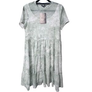 Lily Rose Fully Lined Mint & White Tie Dye Asymmetrical Dress NEW!